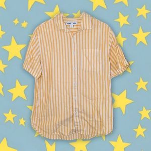 Yellow Striped, Short Sleeve Button Up